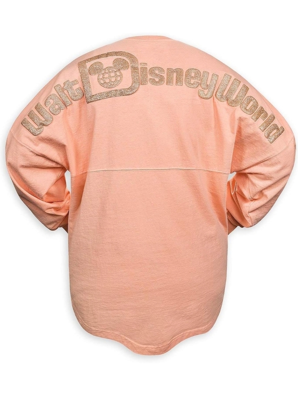 Official Disney Peach Long Sleeve "Spirit Jersey" Rose Gold Glitter Lettering